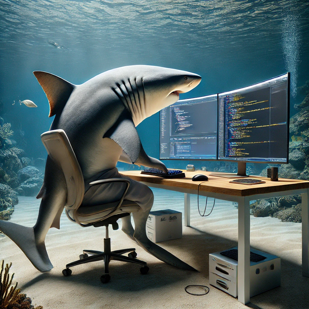 image of a shark programming (00chestnut)